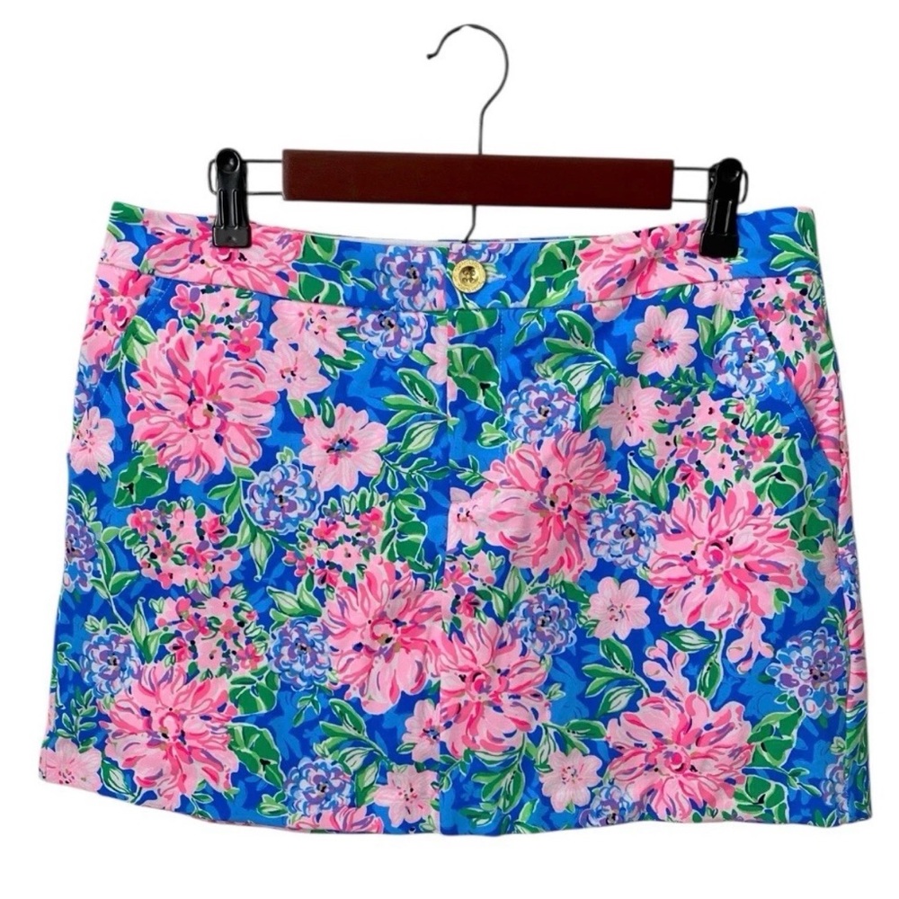 Lilly Pulitzer Colette Knit Skort Sz 10 Spring in Your Step Blue Pink Floral